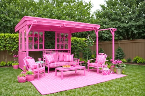 photo from pinterest of hot pink-style designed (outdoor patio ) with patio couch with pillows and deck with deck chairs and grass and plant and barbeque or grill and patio couch with pillows. . with barbie closet and barbie style and hot pink barbie colors and barbie plastic and barbie glitter and sparkle and hot pink barbie walls and barbie sofa and barbie bold rosy hues like fuchsia and magenta. . cinematic photo, highly detailed, cinematic lighting, ultra-detailed, ultrarealistic, photorealism, 8k. trending on pinterest. hot pink design style. masterpiece, cinematic light, ultrarealistic+, photorealistic+, 8k, raw photo, realistic, sharp focus on eyes, (symmetrical eyes), (intact eyes), hyperrealistic, highest quality, best quality, , highly detailed, masterpiece, best quality, extremely detailed 8k wallpaper, masterpiece, best quality, ultra-detailed, best shadow, detailed background, detailed face, detailed eyes, high contrast, best illumination, detailed face, dulux, caustic, dynamic angle, detailed glow. dramatic lighting. highly detailed, insanely detailed hair, symmetrical, intricate details, professionally retouched, 8k high definition. strong bokeh. award winning photo.