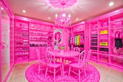 photo from pinterest of hot pink-style interior designed (clothing store interior) . with barbie closet and barbie plastic interior and barbie sofa and barbie chairs and hot pink barbie walls and barbie style interior and barbie bold rosy hues like fuchsia and magenta and barbie glitter and sparkle. . cinematic photo, highly detailed, cinematic lighting, ultra-detailed, ultrarealistic, photorealism, 8k. trending on pinterest. hot pink interior design style. masterpiece, cinematic light, ultrarealistic+, photorealistic+, 8k, raw photo, realistic, sharp focus on eyes, (symmetrical eyes), (intact eyes), hyperrealistic, highest quality, best quality, , highly detailed, masterpiece, best quality, extremely detailed 8k wallpaper, masterpiece, best quality, ultra-detailed, best shadow, detailed background, detailed face, detailed eyes, high contrast, best illumination, detailed face, dulux, caustic, dynamic angle, detailed glow. dramatic lighting. highly detailed, insanely detailed hair, symmetrical, intricate details, professionally retouched, 8k high definition. strong bokeh. award winning photo.