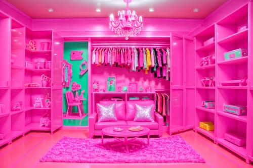 photo from pinterest of hot pink-style interior designed (clothing store interior) . with barbie closet and barbie plastic interior and barbie sofa and barbie chairs and hot pink barbie walls and barbie style interior and barbie bold rosy hues like fuchsia and magenta and barbie glitter and sparkle. . cinematic photo, highly detailed, cinematic lighting, ultra-detailed, ultrarealistic, photorealism, 8k. trending on pinterest. hot pink interior design style. masterpiece, cinematic light, ultrarealistic+, photorealistic+, 8k, raw photo, realistic, sharp focus on eyes, (symmetrical eyes), (intact eyes), hyperrealistic, highest quality, best quality, , highly detailed, masterpiece, best quality, extremely detailed 8k wallpaper, masterpiece, best quality, ultra-detailed, best shadow, detailed background, detailed face, detailed eyes, high contrast, best illumination, detailed face, dulux, caustic, dynamic angle, detailed glow. dramatic lighting. highly detailed, insanely detailed hair, symmetrical, intricate details, professionally retouched, 8k high definition. strong bokeh. award winning photo.