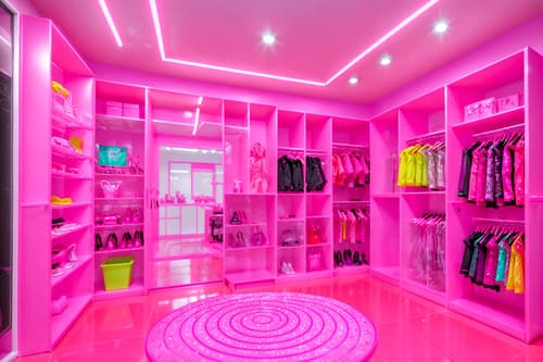 photo from pinterest of hot pink-style interior designed (clothing store interior) . with barbie closet and barbie plastic interior and barbie sofa and barbie chairs and hot pink barbie walls and barbie style interior and barbie bold rosy hues like fuchsia and magenta and barbie glitter and sparkle. . cinematic photo, highly detailed, cinematic lighting, ultra-detailed, ultrarealistic, photorealism, 8k. trending on pinterest. hot pink interior design style. masterpiece, cinematic light, ultrarealistic+, photorealistic+, 8k, raw photo, realistic, sharp focus on eyes, (symmetrical eyes), (intact eyes), hyperrealistic, highest quality, best quality, , highly detailed, masterpiece, best quality, extremely detailed 8k wallpaper, masterpiece, best quality, ultra-detailed, best shadow, detailed background, detailed face, detailed eyes, high contrast, best illumination, detailed face, dulux, caustic, dynamic angle, detailed glow. dramatic lighting. highly detailed, insanely detailed hair, symmetrical, intricate details, professionally retouched, 8k high definition. strong bokeh. award winning photo.