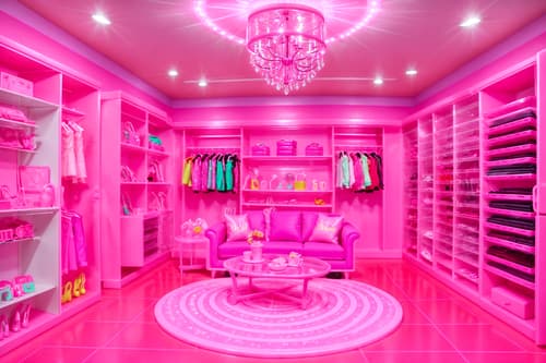 photo from pinterest of hot pink-style interior designed (clothing store interior) . with barbie closet and barbie plastic interior and barbie sofa and barbie chairs and hot pink barbie walls and barbie style interior and barbie bold rosy hues like fuchsia and magenta and barbie glitter and sparkle. . cinematic photo, highly detailed, cinematic lighting, ultra-detailed, ultrarealistic, photorealism, 8k. trending on pinterest. hot pink interior design style. masterpiece, cinematic light, ultrarealistic+, photorealistic+, 8k, raw photo, realistic, sharp focus on eyes, (symmetrical eyes), (intact eyes), hyperrealistic, highest quality, best quality, , highly detailed, masterpiece, best quality, extremely detailed 8k wallpaper, masterpiece, best quality, ultra-detailed, best shadow, detailed background, detailed face, detailed eyes, high contrast, best illumination, detailed face, dulux, caustic, dynamic angle, detailed glow. dramatic lighting. highly detailed, insanely detailed hair, symmetrical, intricate details, professionally retouched, 8k high definition. strong bokeh. award winning photo.