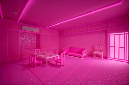 photo from pinterest of hot pink-style interior designed (onsen interior) . with barbie chairs and barbie closet and hot pink barbie colors and barbie sofa and barbie bold rosy hues like fuchsia and magenta and barbie glitter and sparkle and barbie plastic interior and hot pink barbie walls. . cinematic photo, highly detailed, cinematic lighting, ultra-detailed, ultrarealistic, photorealism, 8k. trending on pinterest. hot pink interior design style. masterpiece, cinematic light, ultrarealistic+, photorealistic+, 8k, raw photo, realistic, sharp focus on eyes, (symmetrical eyes), (intact eyes), hyperrealistic, highest quality, best quality, , highly detailed, masterpiece, best quality, extremely detailed 8k wallpaper, masterpiece, best quality, ultra-detailed, best shadow, detailed background, detailed face, detailed eyes, high contrast, best illumination, detailed face, dulux, caustic, dynamic angle, detailed glow. dramatic lighting. highly detailed, insanely detailed hair, symmetrical, intricate details, professionally retouched, 8k high definition. strong bokeh. award winning photo.