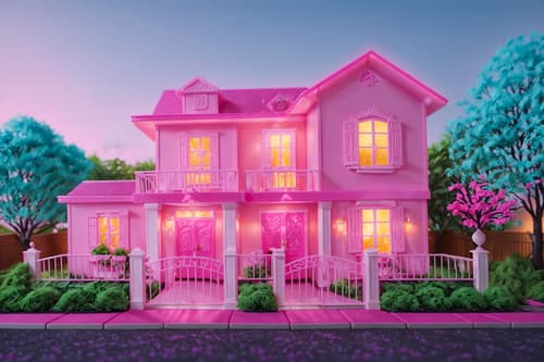 photo from pinterest of hot pink-style exterior designed (house exterior exterior) . with barbie closet and barbie glitter and sparkle and barbie plastic exterior and barbie bold rosy hues like fuchsia and magenta and hot pink barbie colors and barbie sofa and barbie chairs and hot pink barbie walls. . cinematic photo, highly detailed, cinematic lighting, ultra-detailed, ultrarealistic, photorealism, 8k. trending on pinterest. hot pink exterior design style. masterpiece, cinematic light, ultrarealistic+, photorealistic+, 8k, raw photo, realistic, sharp focus on eyes, (symmetrical eyes), (intact eyes), hyperrealistic, highest quality, best quality, , highly detailed, masterpiece, best quality, extremely detailed 8k wallpaper, masterpiece, best quality, ultra-detailed, best shadow, detailed background, detailed face, detailed eyes, high contrast, best illumination, detailed face, dulux, caustic, dynamic angle, detailed glow. dramatic lighting. highly detailed, insanely detailed hair, symmetrical, intricate details, professionally retouched, 8k high definition. strong bokeh. award winning photo.