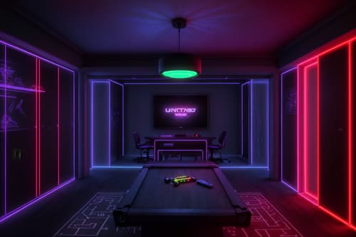 photo from pinterest of gaming room-style interior designed (walk in closet interior) . with neon letters on wall and at night and purple and red lights and speakers and purple, red and blue fade light and multiple displays and dark walls and dark room. . cinematic photo, highly detailed, cinematic lighting, ultra-detailed, ultrarealistic, photorealism, 8k. trending on pinterest. gaming room interior design style. masterpiece, cinematic light, ultrarealistic+, photorealistic+, 8k, raw photo, realistic, sharp focus on eyes, (symmetrical eyes), (intact eyes), hyperrealistic, highest quality, best quality, , highly detailed, masterpiece, best quality, extremely detailed 8k wallpaper, masterpiece, best quality, ultra-detailed, best shadow, detailed background, detailed face, detailed eyes, high contrast, best illumination, detailed face, dulux, caustic, dynamic angle, detailed glow. dramatic lighting. highly detailed, insanely detailed hair, symmetrical, intricate details, professionally retouched, 8k high definition. strong bokeh. award winning photo.