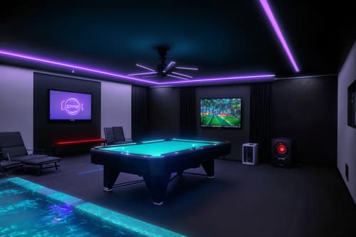 photo from pinterest of gaming room-style designed (outdoor pool area ) with pool lounge chairs and pool and pool lights and pool lounge chairs. . with gaming chair and speakers and dark walls and neon lights and multiple displays and computer desk with computer displays and keyboard and dark room and purple and red lights. . cinematic photo, highly detailed, cinematic lighting, ultra-detailed, ultrarealistic, photorealism, 8k. trending on pinterest. gaming room design style. masterpiece, cinematic light, ultrarealistic+, photorealistic+, 8k, raw photo, realistic, sharp focus on eyes, (symmetrical eyes), (intact eyes), hyperrealistic, highest quality, best quality, , highly detailed, masterpiece, best quality, extremely detailed 8k wallpaper, masterpiece, best quality, ultra-detailed, best shadow, detailed background, detailed face, detailed eyes, high contrast, best illumination, detailed face, dulux, caustic, dynamic angle, detailed glow. dramatic lighting. highly detailed, insanely detailed hair, symmetrical, intricate details, professionally retouched, 8k high definition. strong bokeh. award winning photo.