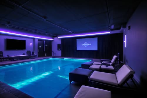 photo from pinterest of gaming room-style designed (outdoor pool area ) with pool lounge chairs and pool and pool lights and pool lounge chairs. . with gaming chair and speakers and dark walls and neon lights and multiple displays and computer desk with computer displays and keyboard and dark room and purple and red lights. . cinematic photo, highly detailed, cinematic lighting, ultra-detailed, ultrarealistic, photorealism, 8k. trending on pinterest. gaming room design style. masterpiece, cinematic light, ultrarealistic+, photorealistic+, 8k, raw photo, realistic, sharp focus on eyes, (symmetrical eyes), (intact eyes), hyperrealistic, highest quality, best quality, , highly detailed, masterpiece, best quality, extremely detailed 8k wallpaper, masterpiece, best quality, ultra-detailed, best shadow, detailed background, detailed face, detailed eyes, high contrast, best illumination, detailed face, dulux, caustic, dynamic angle, detailed glow. dramatic lighting. highly detailed, insanely detailed hair, symmetrical, intricate details, professionally retouched, 8k high definition. strong bokeh. award winning photo.