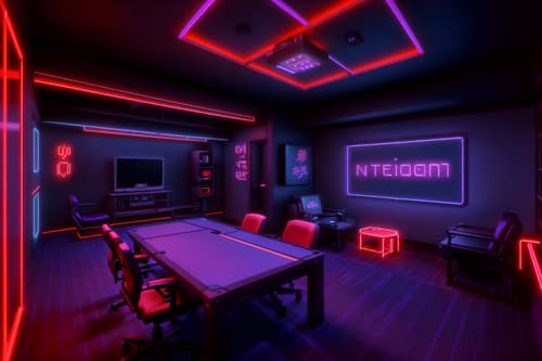 photo from pinterest of gaming room-style interior designed (onsen interior) . with purple and red lights and at night and dark room and purple, red and blue fade light and dark walls and neon letters on wall and neon lights and computer desk with computer displays and keyboard. . cinematic photo, highly detailed, cinematic lighting, ultra-detailed, ultrarealistic, photorealism, 8k. trending on pinterest. gaming room interior design style. masterpiece, cinematic light, ultrarealistic+, photorealistic+, 8k, raw photo, realistic, sharp focus on eyes, (symmetrical eyes), (intact eyes), hyperrealistic, highest quality, best quality, , highly detailed, masterpiece, best quality, extremely detailed 8k wallpaper, masterpiece, best quality, ultra-detailed, best shadow, detailed background, detailed face, detailed eyes, high contrast, best illumination, detailed face, dulux, caustic, dynamic angle, detailed glow. dramatic lighting. highly detailed, insanely detailed hair, symmetrical, intricate details, professionally retouched, 8k high definition. strong bokeh. award winning photo.