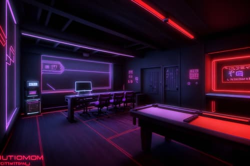 photo from pinterest of gaming room-style interior designed (onsen interior) . with purple and red lights and at night and dark room and purple, red and blue fade light and dark walls and neon letters on wall and neon lights and computer desk with computer displays and keyboard. . cinematic photo, highly detailed, cinematic lighting, ultra-detailed, ultrarealistic, photorealism, 8k. trending on pinterest. gaming room interior design style. masterpiece, cinematic light, ultrarealistic+, photorealistic+, 8k, raw photo, realistic, sharp focus on eyes, (symmetrical eyes), (intact eyes), hyperrealistic, highest quality, best quality, , highly detailed, masterpiece, best quality, extremely detailed 8k wallpaper, masterpiece, best quality, ultra-detailed, best shadow, detailed background, detailed face, detailed eyes, high contrast, best illumination, detailed face, dulux, caustic, dynamic angle, detailed glow. dramatic lighting. highly detailed, insanely detailed hair, symmetrical, intricate details, professionally retouched, 8k high definition. strong bokeh. award winning photo.
