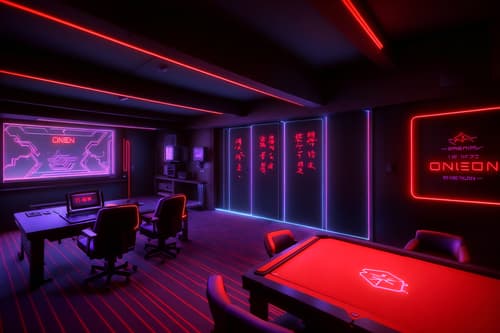 photo from pinterest of gaming room-style interior designed (onsen interior) . with purple and red lights and at night and dark room and purple, red and blue fade light and dark walls and neon letters on wall and neon lights and computer desk with computer displays and keyboard. . cinematic photo, highly detailed, cinematic lighting, ultra-detailed, ultrarealistic, photorealism, 8k. trending on pinterest. gaming room interior design style. masterpiece, cinematic light, ultrarealistic+, photorealistic+, 8k, raw photo, realistic, sharp focus on eyes, (symmetrical eyes), (intact eyes), hyperrealistic, highest quality, best quality, , highly detailed, masterpiece, best quality, extremely detailed 8k wallpaper, masterpiece, best quality, ultra-detailed, best shadow, detailed background, detailed face, detailed eyes, high contrast, best illumination, detailed face, dulux, caustic, dynamic angle, detailed glow. dramatic lighting. highly detailed, insanely detailed hair, symmetrical, intricate details, professionally retouched, 8k high definition. strong bokeh. award winning photo.