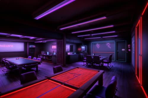 photo from pinterest of gaming room-style interior designed (onsen interior) . with purple and red lights and at night and dark room and purple, red and blue fade light and dark walls and neon letters on wall and neon lights and computer desk with computer displays and keyboard. . cinematic photo, highly detailed, cinematic lighting, ultra-detailed, ultrarealistic, photorealism, 8k. trending on pinterest. gaming room interior design style. masterpiece, cinematic light, ultrarealistic+, photorealistic+, 8k, raw photo, realistic, sharp focus on eyes, (symmetrical eyes), (intact eyes), hyperrealistic, highest quality, best quality, , highly detailed, masterpiece, best quality, extremely detailed 8k wallpaper, masterpiece, best quality, ultra-detailed, best shadow, detailed background, detailed face, detailed eyes, high contrast, best illumination, detailed face, dulux, caustic, dynamic angle, detailed glow. dramatic lighting. highly detailed, insanely detailed hair, symmetrical, intricate details, professionally retouched, 8k high definition. strong bokeh. award winning photo.