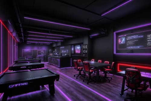 photo from pinterest of gaming room-style interior designed (coffee shop interior) . with purple, red and blue fade light and gaming chair and speakers and computer desk with computer displays and keyboard and dark walls and dark room and purple and red lights and multiple displays. . cinematic photo, highly detailed, cinematic lighting, ultra-detailed, ultrarealistic, photorealism, 8k. trending on pinterest. gaming room interior design style. masterpiece, cinematic light, ultrarealistic+, photorealistic+, 8k, raw photo, realistic, sharp focus on eyes, (symmetrical eyes), (intact eyes), hyperrealistic, highest quality, best quality, , highly detailed, masterpiece, best quality, extremely detailed 8k wallpaper, masterpiece, best quality, ultra-detailed, best shadow, detailed background, detailed face, detailed eyes, high contrast, best illumination, detailed face, dulux, caustic, dynamic angle, detailed glow. dramatic lighting. highly detailed, insanely detailed hair, symmetrical, intricate details, professionally retouched, 8k high definition. strong bokeh. award winning photo.