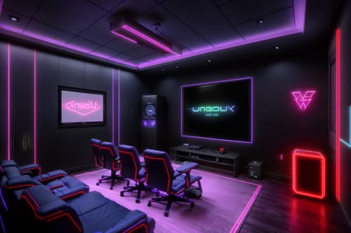 photo from pinterest of gaming room-style exterior designed (house exterior exterior) . with purple, red and blue fade light and neon lights and at night and computer desk with computer displays and keyboard and neon letters on wall and dark walls and multiple displays and purple and red lights. . cinematic photo, highly detailed, cinematic lighting, ultra-detailed, ultrarealistic, photorealism, 8k. trending on pinterest. gaming room exterior design style. masterpiece, cinematic light, ultrarealistic+, photorealistic+, 8k, raw photo, realistic, sharp focus on eyes, (symmetrical eyes), (intact eyes), hyperrealistic, highest quality, best quality, , highly detailed, masterpiece, best quality, extremely detailed 8k wallpaper, masterpiece, best quality, ultra-detailed, best shadow, detailed background, detailed face, detailed eyes, high contrast, best illumination, detailed face, dulux, caustic, dynamic angle, detailed glow. dramatic lighting. highly detailed, insanely detailed hair, symmetrical, intricate details, professionally retouched, 8k high definition. strong bokeh. award winning photo.