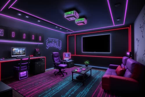 photo from pinterest of gaming room-style exterior designed (house exterior exterior) . with purple, red and blue fade light and neon lights and at night and computer desk with computer displays and keyboard and neon letters on wall and dark walls and multiple displays and purple and red lights. . cinematic photo, highly detailed, cinematic lighting, ultra-detailed, ultrarealistic, photorealism, 8k. trending on pinterest. gaming room exterior design style. masterpiece, cinematic light, ultrarealistic+, photorealistic+, 8k, raw photo, realistic, sharp focus on eyes, (symmetrical eyes), (intact eyes), hyperrealistic, highest quality, best quality, , highly detailed, masterpiece, best quality, extremely detailed 8k wallpaper, masterpiece, best quality, ultra-detailed, best shadow, detailed background, detailed face, detailed eyes, high contrast, best illumination, detailed face, dulux, caustic, dynamic angle, detailed glow. dramatic lighting. highly detailed, insanely detailed hair, symmetrical, intricate details, professionally retouched, 8k high definition. strong bokeh. award winning photo.