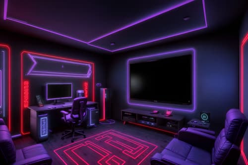 photo from pinterest of gaming room-style exterior designed (house exterior exterior) . with purple, red and blue fade light and neon lights and at night and computer desk with computer displays and keyboard and neon letters on wall and dark walls and multiple displays and purple and red lights. . cinematic photo, highly detailed, cinematic lighting, ultra-detailed, ultrarealistic, photorealism, 8k. trending on pinterest. gaming room exterior design style. masterpiece, cinematic light, ultrarealistic+, photorealistic+, 8k, raw photo, realistic, sharp focus on eyes, (symmetrical eyes), (intact eyes), hyperrealistic, highest quality, best quality, , highly detailed, masterpiece, best quality, extremely detailed 8k wallpaper, masterpiece, best quality, ultra-detailed, best shadow, detailed background, detailed face, detailed eyes, high contrast, best illumination, detailed face, dulux, caustic, dynamic angle, detailed glow. dramatic lighting. highly detailed, insanely detailed hair, symmetrical, intricate details, professionally retouched, 8k high definition. strong bokeh. award winning photo.