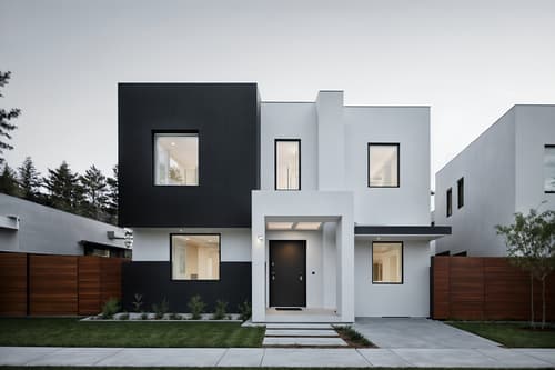 photo from pinterest of minimalist-style exterior designed (house exterior exterior) . with clean lines and lots of light and a monochromatic palette with colour used as an accent and an open floor plan and functional furniture and focus on the shape, colour and texture of just a few of essential elements and clean lines. . cinematic photo, highly detailed, cinematic lighting, ultra-detailed, ultrarealistic, photorealism, 8k. trending on pinterest. minimalist exterior design style. masterpiece, cinematic light, ultrarealistic+, photorealistic+, 8k, raw photo, realistic, sharp focus on eyes, (symmetrical eyes), (intact eyes), hyperrealistic, highest quality, best quality, , highly detailed, masterpiece, best quality, extremely detailed 8k wallpaper, masterpiece, best quality, ultra-detailed, best shadow, detailed background, detailed face, detailed eyes, high contrast, best illumination, detailed face, dulux, caustic, dynamic angle, detailed glow. dramatic lighting. highly detailed, insanely detailed hair, symmetrical, intricate details, professionally retouched, 8k high definition. strong bokeh. award winning photo.