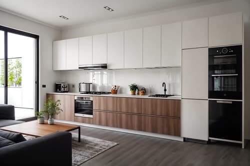 photo from pinterest of minimalist-style interior designed (kitchen living combo interior) with coffee tables and chairs and occasional tables and stove and worktops and refrigerator and furniture and sofa. . with lots of light and functional furniture and focus on the shape, colour and texture of just a few of essential elements and clean lines and an open floor plan and a monochromatic palette with colour used as an accent and lots of light. . cinematic photo, highly detailed, cinematic lighting, ultra-detailed, ultrarealistic, photorealism, 8k. trending on pinterest. minimalist interior design style. masterpiece, cinematic light, ultrarealistic+, photorealistic+, 8k, raw photo, realistic, sharp focus on eyes, (symmetrical eyes), (intact eyes), hyperrealistic, highest quality, best quality, , highly detailed, masterpiece, best quality, extremely detailed 8k wallpaper, masterpiece, best quality, ultra-detailed, best shadow, detailed background, detailed face, detailed eyes, high contrast, best illumination, detailed face, dulux, caustic, dynamic angle, detailed glow. dramatic lighting. highly detailed, insanely detailed hair, symmetrical, intricate details, professionally retouched, 8k high definition. strong bokeh. award winning photo.