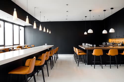photo from pinterest of minimalist-style interior designed (restaurant interior) with restaurant decor and restaurant bar and restaurant dining tables and restaurant chairs and restaurant decor. . with a monochromatic palette with colour used as an accent and functional furniture and an open floor plan and focus on the shape, colour and texture of just a few of essential elements and lots of light and clean lines and a monochromatic palette with colour used as an accent. . cinematic photo, highly detailed, cinematic lighting, ultra-detailed, ultrarealistic, photorealism, 8k. trending on pinterest. minimalist interior design style. masterpiece, cinematic light, ultrarealistic+, photorealistic+, 8k, raw photo, realistic, sharp focus on eyes, (symmetrical eyes), (intact eyes), hyperrealistic, highest quality, best quality, , highly detailed, masterpiece, best quality, extremely detailed 8k wallpaper, masterpiece, best quality, ultra-detailed, best shadow, detailed background, detailed face, detailed eyes, high contrast, best illumination, detailed face, dulux, caustic, dynamic angle, detailed glow. dramatic lighting. highly detailed, insanely detailed hair, symmetrical, intricate details, professionally retouched, 8k high definition. strong bokeh. award winning photo.