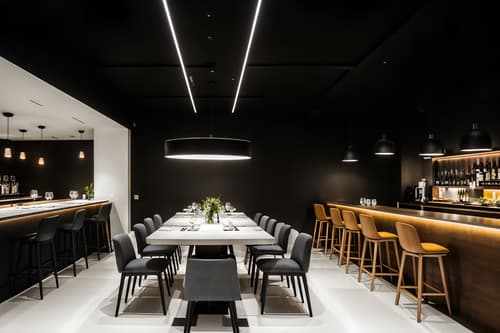 photo from pinterest of minimalist-style interior designed (restaurant interior) with restaurant decor and restaurant bar and restaurant dining tables and restaurant chairs and restaurant decor. . with a monochromatic palette with colour used as an accent and functional furniture and an open floor plan and focus on the shape, colour and texture of just a few of essential elements and lots of light and clean lines and a monochromatic palette with colour used as an accent. . cinematic photo, highly detailed, cinematic lighting, ultra-detailed, ultrarealistic, photorealism, 8k. trending on pinterest. minimalist interior design style. masterpiece, cinematic light, ultrarealistic+, photorealistic+, 8k, raw photo, realistic, sharp focus on eyes, (symmetrical eyes), (intact eyes), hyperrealistic, highest quality, best quality, , highly detailed, masterpiece, best quality, extremely detailed 8k wallpaper, masterpiece, best quality, ultra-detailed, best shadow, detailed background, detailed face, detailed eyes, high contrast, best illumination, detailed face, dulux, caustic, dynamic angle, detailed glow. dramatic lighting. highly detailed, insanely detailed hair, symmetrical, intricate details, professionally retouched, 8k high definition. strong bokeh. award winning photo.
