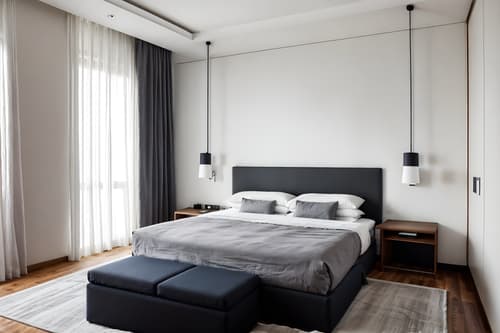 photo from pinterest of minimalist-style interior designed (hotel room interior) with bed and mirror and accent chair and storage bench or ottoman and working desk with desk chair and night light and headboard and hotel bathroom. . with lots of light and an open floor plan and clean lines and focus on the shape, colour and texture of just a few of essential elements and functional furniture and a monochromatic palette with colour used as an accent and lots of light. . cinematic photo, highly detailed, cinematic lighting, ultra-detailed, ultrarealistic, photorealism, 8k. trending on pinterest. minimalist interior design style. masterpiece, cinematic light, ultrarealistic+, photorealistic+, 8k, raw photo, realistic, sharp focus on eyes, (symmetrical eyes), (intact eyes), hyperrealistic, highest quality, best quality, , highly detailed, masterpiece, best quality, extremely detailed 8k wallpaper, masterpiece, best quality, ultra-detailed, best shadow, detailed background, detailed face, detailed eyes, high contrast, best illumination, detailed face, dulux, caustic, dynamic angle, detailed glow. dramatic lighting. highly detailed, insanely detailed hair, symmetrical, intricate details, professionally retouched, 8k high definition. strong bokeh. award winning photo.