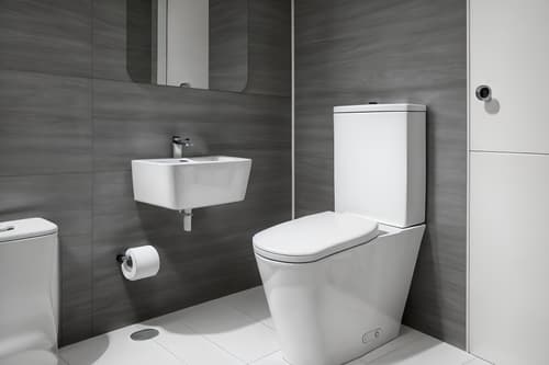 photo from pinterest of minimalist-style interior designed (toilet interior) with toilet with toilet seat up and sink with tap and toilet paper hanger and toilet with toilet seat up. . with focus on the shape, colour and texture of just a few of essential elements and an open floor plan and functional furniture and clean lines and a monochromatic palette with colour used as an accent and lots of light and focus on the shape, colour and texture of just a few of essential elements. . cinematic photo, highly detailed, cinematic lighting, ultra-detailed, ultrarealistic, photorealism, 8k. trending on pinterest. minimalist interior design style. masterpiece, cinematic light, ultrarealistic+, photorealistic+, 8k, raw photo, realistic, sharp focus on eyes, (symmetrical eyes), (intact eyes), hyperrealistic, highest quality, best quality, , highly detailed, masterpiece, best quality, extremely detailed 8k wallpaper, masterpiece, best quality, ultra-detailed, best shadow, detailed background, detailed face, detailed eyes, high contrast, best illumination, detailed face, dulux, caustic, dynamic angle, detailed glow. dramatic lighting. highly detailed, insanely detailed hair, symmetrical, intricate details, professionally retouched, 8k high definition. strong bokeh. award winning photo.