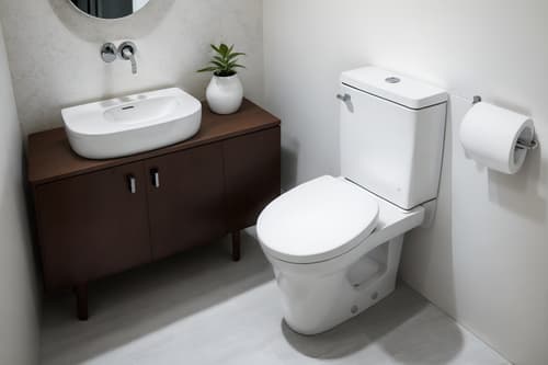 photo from pinterest of minimalist-style interior designed (toilet interior) with toilet with toilet seat up and sink with tap and toilet paper hanger and toilet with toilet seat up. . with focus on the shape, colour and texture of just a few of essential elements and an open floor plan and functional furniture and clean lines and a monochromatic palette with colour used as an accent and lots of light and focus on the shape, colour and texture of just a few of essential elements. . cinematic photo, highly detailed, cinematic lighting, ultra-detailed, ultrarealistic, photorealism, 8k. trending on pinterest. minimalist interior design style. masterpiece, cinematic light, ultrarealistic+, photorealistic+, 8k, raw photo, realistic, sharp focus on eyes, (symmetrical eyes), (intact eyes), hyperrealistic, highest quality, best quality, , highly detailed, masterpiece, best quality, extremely detailed 8k wallpaper, masterpiece, best quality, ultra-detailed, best shadow, detailed background, detailed face, detailed eyes, high contrast, best illumination, detailed face, dulux, caustic, dynamic angle, detailed glow. dramatic lighting. highly detailed, insanely detailed hair, symmetrical, intricate details, professionally retouched, 8k high definition. strong bokeh. award winning photo.