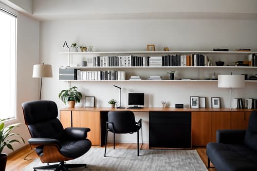 photo from pinterest of minimalist-style interior designed (study room interior) with bookshelves and plant and writing desk and office chair and lounge chair and cabinets and desk lamp and bookshelves. . with a monochromatic palette with colour used as an accent and lots of light and focus on the shape, colour and texture of just a few of essential elements and functional furniture and clean lines and an open floor plan and a monochromatic palette with colour used as an accent. . cinematic photo, highly detailed, cinematic lighting, ultra-detailed, ultrarealistic, photorealism, 8k. trending on pinterest. minimalist interior design style. masterpiece, cinematic light, ultrarealistic+, photorealistic+, 8k, raw photo, realistic, sharp focus on eyes, (symmetrical eyes), (intact eyes), hyperrealistic, highest quality, best quality, , highly detailed, masterpiece, best quality, extremely detailed 8k wallpaper, masterpiece, best quality, ultra-detailed, best shadow, detailed background, detailed face, detailed eyes, high contrast, best illumination, detailed face, dulux, caustic, dynamic angle, detailed glow. dramatic lighting. highly detailed, insanely detailed hair, symmetrical, intricate details, professionally retouched, 8k high definition. strong bokeh. award winning photo.