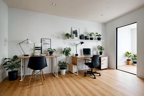 photo from pinterest of minimalist-style interior designed (home office interior) with plant and cabinets and computer desk and office chair and desk lamp and plant. . with functional furniture and lots of light and focus on the shape, colour and texture of just a few of essential elements and clean lines and an open floor plan and a monochromatic palette with colour used as an accent and functional furniture. . cinematic photo, highly detailed, cinematic lighting, ultra-detailed, ultrarealistic, photorealism, 8k. trending on pinterest. minimalist interior design style. masterpiece, cinematic light, ultrarealistic+, photorealistic+, 8k, raw photo, realistic, sharp focus on eyes, (symmetrical eyes), (intact eyes), hyperrealistic, highest quality, best quality, , highly detailed, masterpiece, best quality, extremely detailed 8k wallpaper, masterpiece, best quality, ultra-detailed, best shadow, detailed background, detailed face, detailed eyes, high contrast, best illumination, detailed face, dulux, caustic, dynamic angle, detailed glow. dramatic lighting. highly detailed, insanely detailed hair, symmetrical, intricate details, professionally retouched, 8k high definition. strong bokeh. award winning photo.