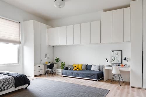 photo from pinterest of minimalist-style interior designed (kids room interior) with plant and night light and headboard and mirror and kids desk and dresser closet and storage bench or ottoman and bed. . with an open floor plan and functional furniture and clean lines and a monochromatic palette with colour used as an accent and focus on the shape, colour and texture of just a few of essential elements and lots of light and an open floor plan. . cinematic photo, highly detailed, cinematic lighting, ultra-detailed, ultrarealistic, photorealism, 8k. trending on pinterest. minimalist interior design style. masterpiece, cinematic light, ultrarealistic+, photorealistic+, 8k, raw photo, realistic, sharp focus on eyes, (symmetrical eyes), (intact eyes), hyperrealistic, highest quality, best quality, , highly detailed, masterpiece, best quality, extremely detailed 8k wallpaper, masterpiece, best quality, ultra-detailed, best shadow, detailed background, detailed face, detailed eyes, high contrast, best illumination, detailed face, dulux, caustic, dynamic angle, detailed glow. dramatic lighting. highly detailed, insanely detailed hair, symmetrical, intricate details, professionally retouched, 8k high definition. strong bokeh. award winning photo.
