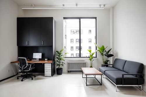 photo from pinterest of minimalist-style interior designed (office interior) with office chairs and seating area with sofa and cabinets and desk lamps and plants and computer desks and lounge chairs and office desks. . with clean lines and an open floor plan and focus on the shape, colour and texture of just a few of essential elements and functional furniture and a monochromatic palette with colour used as an accent and lots of light and clean lines. . cinematic photo, highly detailed, cinematic lighting, ultra-detailed, ultrarealistic, photorealism, 8k. trending on pinterest. minimalist interior design style. masterpiece, cinematic light, ultrarealistic+, photorealistic+, 8k, raw photo, realistic, sharp focus on eyes, (symmetrical eyes), (intact eyes), hyperrealistic, highest quality, best quality, , highly detailed, masterpiece, best quality, extremely detailed 8k wallpaper, masterpiece, best quality, ultra-detailed, best shadow, detailed background, detailed face, detailed eyes, high contrast, best illumination, detailed face, dulux, caustic, dynamic angle, detailed glow. dramatic lighting. highly detailed, insanely detailed hair, symmetrical, intricate details, professionally retouched, 8k high definition. strong bokeh. award winning photo.