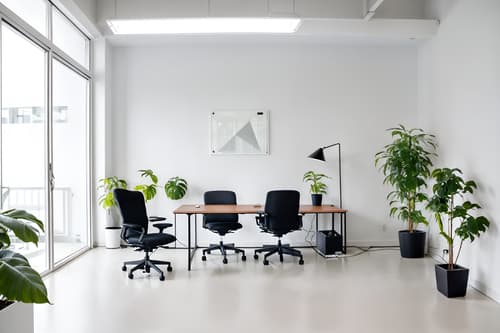 photo from pinterest of minimalist-style interior designed (office interior) with office chairs and seating area with sofa and cabinets and desk lamps and plants and computer desks and lounge chairs and office desks. . with clean lines and an open floor plan and focus on the shape, colour and texture of just a few of essential elements and functional furniture and a monochromatic palette with colour used as an accent and lots of light and clean lines. . cinematic photo, highly detailed, cinematic lighting, ultra-detailed, ultrarealistic, photorealism, 8k. trending on pinterest. minimalist interior design style. masterpiece, cinematic light, ultrarealistic+, photorealistic+, 8k, raw photo, realistic, sharp focus on eyes, (symmetrical eyes), (intact eyes), hyperrealistic, highest quality, best quality, , highly detailed, masterpiece, best quality, extremely detailed 8k wallpaper, masterpiece, best quality, ultra-detailed, best shadow, detailed background, detailed face, detailed eyes, high contrast, best illumination, detailed face, dulux, caustic, dynamic angle, detailed glow. dramatic lighting. highly detailed, insanely detailed hair, symmetrical, intricate details, professionally retouched, 8k high definition. strong bokeh. award winning photo.
