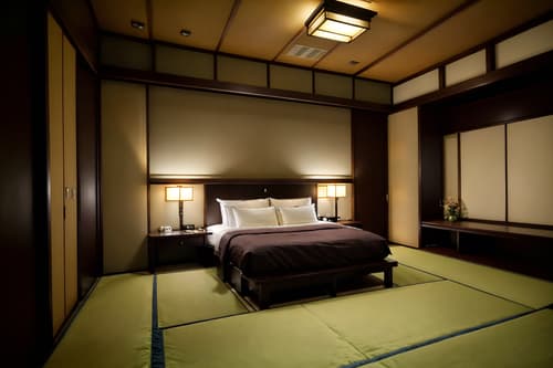 photo from pinterest of japanese design-style interior designed (hotel room interior) with hotel bathroom and bedside table or night stand and working desk with desk chair and night light and accent chair and mirror and storage bench or ottoman and dresser closet. . with . . cinematic photo, highly detailed, cinematic lighting, ultra-detailed, ultrarealistic, photorealism, 8k. trending on pinterest. japanese design interior design style. masterpiece, cinematic light, ultrarealistic+, photorealistic+, 8k, raw photo, realistic, sharp focus on eyes, (symmetrical eyes), (intact eyes), hyperrealistic, highest quality, best quality, , highly detailed, masterpiece, best quality, extremely detailed 8k wallpaper, masterpiece, best quality, ultra-detailed, best shadow, detailed background, detailed face, detailed eyes, high contrast, best illumination, detailed face, dulux, caustic, dynamic angle, detailed glow. dramatic lighting. highly detailed, insanely detailed hair, symmetrical, intricate details, professionally retouched, 8k high definition. strong bokeh. award winning photo.