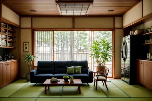 photo from pinterest of japanese design-style interior designed (kitchen living combo interior) with chairs and plant and refrigerator and coffee tables and sofa and bookshelves and plant and kitchen cabinets. . with . . cinematic photo, highly detailed, cinematic lighting, ultra-detailed, ultrarealistic, photorealism, 8k. trending on pinterest. japanese design interior design style. masterpiece, cinematic light, ultrarealistic+, photorealistic+, 8k, raw photo, realistic, sharp focus on eyes, (symmetrical eyes), (intact eyes), hyperrealistic, highest quality, best quality, , highly detailed, masterpiece, best quality, extremely detailed 8k wallpaper, masterpiece, best quality, ultra-detailed, best shadow, detailed background, detailed face, detailed eyes, high contrast, best illumination, detailed face, dulux, caustic, dynamic angle, detailed glow. dramatic lighting. highly detailed, insanely detailed hair, symmetrical, intricate details, professionally retouched, 8k high definition. strong bokeh. award winning photo.
