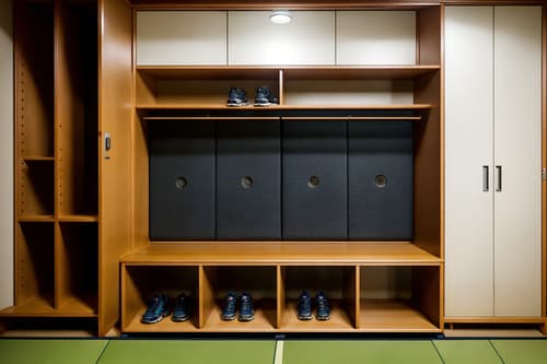 photo from pinterest of japanese design-style interior designed (drop zone interior) with cubbies and wall hooks for coats and high up storage and a bench and shelves for shoes and lockers and cabinets and storage baskets. . with . . cinematic photo, highly detailed, cinematic lighting, ultra-detailed, ultrarealistic, photorealism, 8k. trending on pinterest. japanese design interior design style. masterpiece, cinematic light, ultrarealistic+, photorealistic+, 8k, raw photo, realistic, sharp focus on eyes, (symmetrical eyes), (intact eyes), hyperrealistic, highest quality, best quality, , highly detailed, masterpiece, best quality, extremely detailed 8k wallpaper, masterpiece, best quality, ultra-detailed, best shadow, detailed background, detailed face, detailed eyes, high contrast, best illumination, detailed face, dulux, caustic, dynamic angle, detailed glow. dramatic lighting. highly detailed, insanely detailed hair, symmetrical, intricate details, professionally retouched, 8k high definition. strong bokeh. award winning photo.