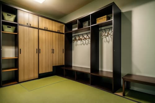 photo from pinterest of japanese design-style interior designed (drop zone interior) with cubbies and wall hooks for coats and high up storage and a bench and shelves for shoes and lockers and cabinets and storage baskets. . with . . cinematic photo, highly detailed, cinematic lighting, ultra-detailed, ultrarealistic, photorealism, 8k. trending on pinterest. japanese design interior design style. masterpiece, cinematic light, ultrarealistic+, photorealistic+, 8k, raw photo, realistic, sharp focus on eyes, (symmetrical eyes), (intact eyes), hyperrealistic, highest quality, best quality, , highly detailed, masterpiece, best quality, extremely detailed 8k wallpaper, masterpiece, best quality, ultra-detailed, best shadow, detailed background, detailed face, detailed eyes, high contrast, best illumination, detailed face, dulux, caustic, dynamic angle, detailed glow. dramatic lighting. highly detailed, insanely detailed hair, symmetrical, intricate details, professionally retouched, 8k high definition. strong bokeh. award winning photo.