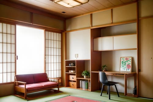 photo from pinterest of japanese design-style interior designed (kids room interior) with kids desk and mirror and plant and night light and storage bench or ottoman and bedside table or night stand and bed and accent chair. . with . . cinematic photo, highly detailed, cinematic lighting, ultra-detailed, ultrarealistic, photorealism, 8k. trending on pinterest. japanese design interior design style. masterpiece, cinematic light, ultrarealistic+, photorealistic+, 8k, raw photo, realistic, sharp focus on eyes, (symmetrical eyes), (intact eyes), hyperrealistic, highest quality, best quality, , highly detailed, masterpiece, best quality, extremely detailed 8k wallpaper, masterpiece, best quality, ultra-detailed, best shadow, detailed background, detailed face, detailed eyes, high contrast, best illumination, detailed face, dulux, caustic, dynamic angle, detailed glow. dramatic lighting. highly detailed, insanely detailed hair, symmetrical, intricate details, professionally retouched, 8k high definition. strong bokeh. award winning photo.