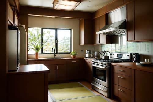 photo from pinterest of japanese design-style interior designed (kitchen interior) with stove and kitchen cabinets and worktops and plant and refrigerator and sink and stove. . with . . cinematic photo, highly detailed, cinematic lighting, ultra-detailed, ultrarealistic, photorealism, 8k. trending on pinterest. japanese design interior design style. masterpiece, cinematic light, ultrarealistic+, photorealistic+, 8k, raw photo, realistic, sharp focus on eyes, (symmetrical eyes), (intact eyes), hyperrealistic, highest quality, best quality, , highly detailed, masterpiece, best quality, extremely detailed 8k wallpaper, masterpiece, best quality, ultra-detailed, best shadow, detailed background, detailed face, detailed eyes, high contrast, best illumination, detailed face, dulux, caustic, dynamic angle, detailed glow. dramatic lighting. highly detailed, insanely detailed hair, symmetrical, intricate details, professionally retouched, 8k high definition. strong bokeh. award winning photo.