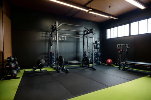photo from pinterest of japanese design-style interior designed (fitness gym interior) with exercise bicycle and squat rack and crosstrainer and dumbbell stand and bench press and exercise bicycle. . with . . cinematic photo, highly detailed, cinematic lighting, ultra-detailed, ultrarealistic, photorealism, 8k. trending on pinterest. japanese design interior design style. masterpiece, cinematic light, ultrarealistic+, photorealistic+, 8k, raw photo, realistic, sharp focus on eyes, (symmetrical eyes), (intact eyes), hyperrealistic, highest quality, best quality, , highly detailed, masterpiece, best quality, extremely detailed 8k wallpaper, masterpiece, best quality, ultra-detailed, best shadow, detailed background, detailed face, detailed eyes, high contrast, best illumination, detailed face, dulux, caustic, dynamic angle, detailed glow. dramatic lighting. highly detailed, insanely detailed hair, symmetrical, intricate details, professionally retouched, 8k high definition. strong bokeh. award winning photo.