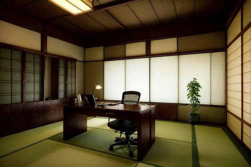 photo from pinterest of japanese design-style interior designed (home office interior) with cabinets and plant and desk lamp and office chair and computer desk and cabinets. . with . . cinematic photo, highly detailed, cinematic lighting, ultra-detailed, ultrarealistic, photorealism, 8k. trending on pinterest. japanese design interior design style. masterpiece, cinematic light, ultrarealistic+, photorealistic+, 8k, raw photo, realistic, sharp focus on eyes, (symmetrical eyes), (intact eyes), hyperrealistic, highest quality, best quality, , highly detailed, masterpiece, best quality, extremely detailed 8k wallpaper, masterpiece, best quality, ultra-detailed, best shadow, detailed background, detailed face, detailed eyes, high contrast, best illumination, detailed face, dulux, caustic, dynamic angle, detailed glow. dramatic lighting. highly detailed, insanely detailed hair, symmetrical, intricate details, professionally retouched, 8k high definition. strong bokeh. award winning photo.
