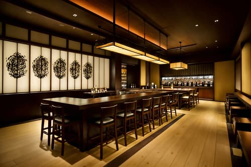 photo from pinterest of japanese design-style interior designed (restaurant interior) with restaurant bar and restaurant dining tables and restaurant chairs and restaurant decor and restaurant bar. . with . . cinematic photo, highly detailed, cinematic lighting, ultra-detailed, ultrarealistic, photorealism, 8k. trending on pinterest. japanese design interior design style. masterpiece, cinematic light, ultrarealistic+, photorealistic+, 8k, raw photo, realistic, sharp focus on eyes, (symmetrical eyes), (intact eyes), hyperrealistic, highest quality, best quality, , highly detailed, masterpiece, best quality, extremely detailed 8k wallpaper, masterpiece, best quality, ultra-detailed, best shadow, detailed background, detailed face, detailed eyes, high contrast, best illumination, detailed face, dulux, caustic, dynamic angle, detailed glow. dramatic lighting. highly detailed, insanely detailed hair, symmetrical, intricate details, professionally retouched, 8k high definition. strong bokeh. award winning photo.