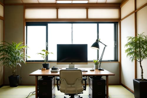 photo from pinterest of japanese design-style interior designed (office interior) with office chairs and desk lamps and plants and windows and office desks and computer desks and lounge chairs and cabinets. . with . . cinematic photo, highly detailed, cinematic lighting, ultra-detailed, ultrarealistic, photorealism, 8k. trending on pinterest. japanese design interior design style. masterpiece, cinematic light, ultrarealistic+, photorealistic+, 8k, raw photo, realistic, sharp focus on eyes, (symmetrical eyes), (intact eyes), hyperrealistic, highest quality, best quality, , highly detailed, masterpiece, best quality, extremely detailed 8k wallpaper, masterpiece, best quality, ultra-detailed, best shadow, detailed background, detailed face, detailed eyes, high contrast, best illumination, detailed face, dulux, caustic, dynamic angle, detailed glow. dramatic lighting. highly detailed, insanely detailed hair, symmetrical, intricate details, professionally retouched, 8k high definition. strong bokeh. award winning photo.