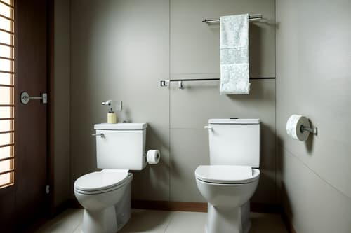 photo from pinterest of japanese design-style interior designed (toilet interior) with toilet paper hanger and toilet with toilet seat up and sink with tap and toilet paper hanger. . with . . cinematic photo, highly detailed, cinematic lighting, ultra-detailed, ultrarealistic, photorealism, 8k. trending on pinterest. japanese design interior design style. masterpiece, cinematic light, ultrarealistic+, photorealistic+, 8k, raw photo, realistic, sharp focus on eyes, (symmetrical eyes), (intact eyes), hyperrealistic, highest quality, best quality, , highly detailed, masterpiece, best quality, extremely detailed 8k wallpaper, masterpiece, best quality, ultra-detailed, best shadow, detailed background, detailed face, detailed eyes, high contrast, best illumination, detailed face, dulux, caustic, dynamic angle, detailed glow. dramatic lighting. highly detailed, insanely detailed hair, symmetrical, intricate details, professionally retouched, 8k high definition. strong bokeh. award winning photo.