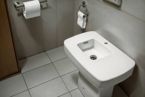 photo from pinterest of japanese design-style interior designed (toilet interior) with toilet paper hanger and toilet with toilet seat up and sink with tap and toilet paper hanger. . with . . cinematic photo, highly detailed, cinematic lighting, ultra-detailed, ultrarealistic, photorealism, 8k. trending on pinterest. japanese design interior design style. masterpiece, cinematic light, ultrarealistic+, photorealistic+, 8k, raw photo, realistic, sharp focus on eyes, (symmetrical eyes), (intact eyes), hyperrealistic, highest quality, best quality, , highly detailed, masterpiece, best quality, extremely detailed 8k wallpaper, masterpiece, best quality, ultra-detailed, best shadow, detailed background, detailed face, detailed eyes, high contrast, best illumination, detailed face, dulux, caustic, dynamic angle, detailed glow. dramatic lighting. highly detailed, insanely detailed hair, symmetrical, intricate details, professionally retouched, 8k high definition. strong bokeh. award winning photo.