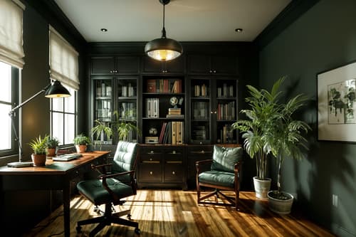 photo from pinterest of eclectic-style interior designed (home office interior) with plant and desk lamp and cabinets and computer desk and office chair and plant. . . cinematic photo, highly detailed, cinematic lighting, ultra-detailed, ultrarealistic, photorealism, 8k. trending on pinterest. eclectic interior design style. masterpiece, cinematic light, ultrarealistic+, photorealistic+, 8k, raw photo, realistic, sharp focus on eyes, (symmetrical eyes), (intact eyes), hyperrealistic, highest quality, best quality, , highly detailed, masterpiece, best quality, extremely detailed 8k wallpaper, masterpiece, best quality, ultra-detailed, best shadow, detailed background, detailed face, detailed eyes, high contrast, best illumination, detailed face, dulux, caustic, dynamic angle, detailed glow. dramatic lighting. highly detailed, insanely detailed hair, symmetrical, intricate details, professionally retouched, 8k high definition. strong bokeh. award winning photo.