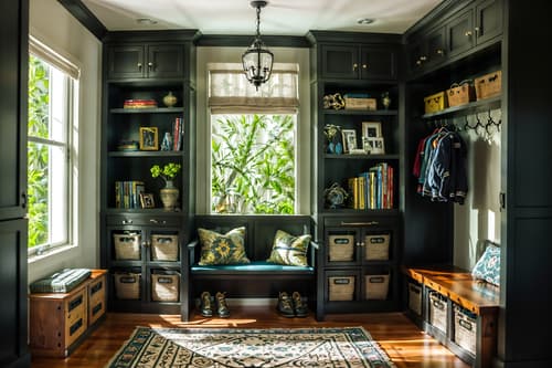 photo from pinterest of eclectic-style interior designed (drop zone interior) with lockers and a bench and high up storage and cabinets and shelves for shoes and cubbies and storage baskets and wall hooks for coats. . . cinematic photo, highly detailed, cinematic lighting, ultra-detailed, ultrarealistic, photorealism, 8k. trending on pinterest. eclectic interior design style. masterpiece, cinematic light, ultrarealistic+, photorealistic+, 8k, raw photo, realistic, sharp focus on eyes, (symmetrical eyes), (intact eyes), hyperrealistic, highest quality, best quality, , highly detailed, masterpiece, best quality, extremely detailed 8k wallpaper, masterpiece, best quality, ultra-detailed, best shadow, detailed background, detailed face, detailed eyes, high contrast, best illumination, detailed face, dulux, caustic, dynamic angle, detailed glow. dramatic lighting. highly detailed, insanely detailed hair, symmetrical, intricate details, professionally retouched, 8k high definition. strong bokeh. award winning photo.