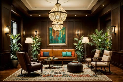photo from pinterest of eclectic-style interior designed (hotel lobby interior) with lounge chairs and check in desk and furniture and sofas and hanging lamps and plant and coffee tables and rug. . . cinematic photo, highly detailed, cinematic lighting, ultra-detailed, ultrarealistic, photorealism, 8k. trending on pinterest. eclectic interior design style. masterpiece, cinematic light, ultrarealistic+, photorealistic+, 8k, raw photo, realistic, sharp focus on eyes, (symmetrical eyes), (intact eyes), hyperrealistic, highest quality, best quality, , highly detailed, masterpiece, best quality, extremely detailed 8k wallpaper, masterpiece, best quality, ultra-detailed, best shadow, detailed background, detailed face, detailed eyes, high contrast, best illumination, detailed face, dulux, caustic, dynamic angle, detailed glow. dramatic lighting. highly detailed, insanely detailed hair, symmetrical, intricate details, professionally retouched, 8k high definition. strong bokeh. award winning photo.