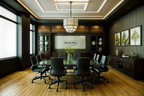 photo from pinterest of eclectic-style interior designed (meeting room interior) with office chairs and painting or photo on wall and vase and glass doors and glass walls and boardroom table and plant and cabinets. . . cinematic photo, highly detailed, cinematic lighting, ultra-detailed, ultrarealistic, photorealism, 8k. trending on pinterest. eclectic interior design style. masterpiece, cinematic light, ultrarealistic+, photorealistic+, 8k, raw photo, realistic, sharp focus on eyes, (symmetrical eyes), (intact eyes), hyperrealistic, highest quality, best quality, , highly detailed, masterpiece, best quality, extremely detailed 8k wallpaper, masterpiece, best quality, ultra-detailed, best shadow, detailed background, detailed face, detailed eyes, high contrast, best illumination, detailed face, dulux, caustic, dynamic angle, detailed glow. dramatic lighting. highly detailed, insanely detailed hair, symmetrical, intricate details, professionally retouched, 8k high definition. strong bokeh. award winning photo.