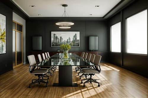photo from pinterest of eclectic-style interior designed (meeting room interior) with office chairs and painting or photo on wall and vase and glass doors and glass walls and boardroom table and plant and cabinets. . . cinematic photo, highly detailed, cinematic lighting, ultra-detailed, ultrarealistic, photorealism, 8k. trending on pinterest. eclectic interior design style. masterpiece, cinematic light, ultrarealistic+, photorealistic+, 8k, raw photo, realistic, sharp focus on eyes, (symmetrical eyes), (intact eyes), hyperrealistic, highest quality, best quality, , highly detailed, masterpiece, best quality, extremely detailed 8k wallpaper, masterpiece, best quality, ultra-detailed, best shadow, detailed background, detailed face, detailed eyes, high contrast, best illumination, detailed face, dulux, caustic, dynamic angle, detailed glow. dramatic lighting. highly detailed, insanely detailed hair, symmetrical, intricate details, professionally retouched, 8k high definition. strong bokeh. award winning photo.