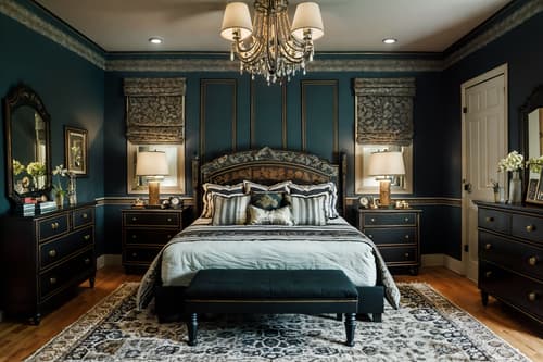 photo from pinterest of eclectic-style interior designed (bedroom interior) with dresser closet and bedside table or night stand and mirror and bed and headboard and accent chair and night light and storage bench or ottoman. . . cinematic photo, highly detailed, cinematic lighting, ultra-detailed, ultrarealistic, photorealism, 8k. trending on pinterest. eclectic interior design style. masterpiece, cinematic light, ultrarealistic+, photorealistic+, 8k, raw photo, realistic, sharp focus on eyes, (symmetrical eyes), (intact eyes), hyperrealistic, highest quality, best quality, , highly detailed, masterpiece, best quality, extremely detailed 8k wallpaper, masterpiece, best quality, ultra-detailed, best shadow, detailed background, detailed face, detailed eyes, high contrast, best illumination, detailed face, dulux, caustic, dynamic angle, detailed glow. dramatic lighting. highly detailed, insanely detailed hair, symmetrical, intricate details, professionally retouched, 8k high definition. strong bokeh. award winning photo.