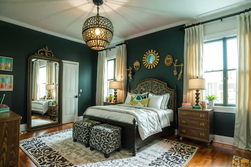 photo from pinterest of eclectic-style interior designed (kids room interior) with kids desk and bedside table or night stand and accent chair and headboard and bed and dresser closet and plant and mirror. . . cinematic photo, highly detailed, cinematic lighting, ultra-detailed, ultrarealistic, photorealism, 8k. trending on pinterest. eclectic interior design style. masterpiece, cinematic light, ultrarealistic+, photorealistic+, 8k, raw photo, realistic, sharp focus on eyes, (symmetrical eyes), (intact eyes), hyperrealistic, highest quality, best quality, , highly detailed, masterpiece, best quality, extremely detailed 8k wallpaper, masterpiece, best quality, ultra-detailed, best shadow, detailed background, detailed face, detailed eyes, high contrast, best illumination, detailed face, dulux, caustic, dynamic angle, detailed glow. dramatic lighting. highly detailed, insanely detailed hair, symmetrical, intricate details, professionally retouched, 8k high definition. strong bokeh. award winning photo.