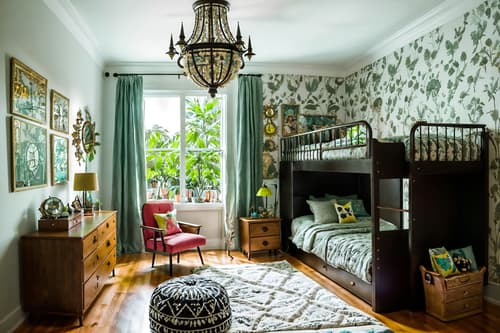 photo from pinterest of eclectic-style interior designed (kids room interior) with kids desk and bedside table or night stand and accent chair and headboard and bed and dresser closet and plant and mirror. . . cinematic photo, highly detailed, cinematic lighting, ultra-detailed, ultrarealistic, photorealism, 8k. trending on pinterest. eclectic interior design style. masterpiece, cinematic light, ultrarealistic+, photorealistic+, 8k, raw photo, realistic, sharp focus on eyes, (symmetrical eyes), (intact eyes), hyperrealistic, highest quality, best quality, , highly detailed, masterpiece, best quality, extremely detailed 8k wallpaper, masterpiece, best quality, ultra-detailed, best shadow, detailed background, detailed face, detailed eyes, high contrast, best illumination, detailed face, dulux, caustic, dynamic angle, detailed glow. dramatic lighting. highly detailed, insanely detailed hair, symmetrical, intricate details, professionally retouched, 8k high definition. strong bokeh. award winning photo.